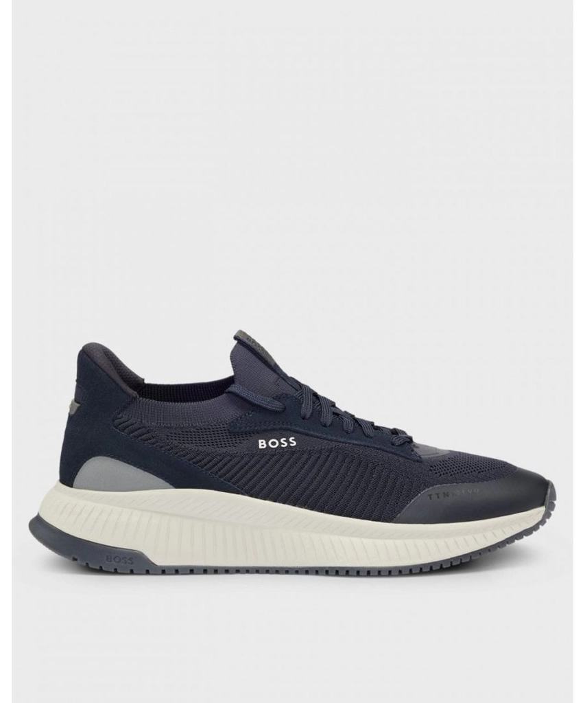 Hugo Boss TTNM EVO Mens Trainers with Knitted Uppers NOS - Dark Blue - Size UK 8